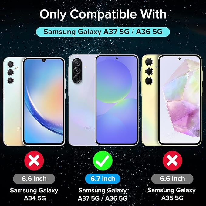ivoler Screen Protector for Samsung Galaxy A37 5G Tempered Glass 2-Pack | with [Easy Installation Frame], Anti-Scratch Case Friendly Clear HD Film for Samsung Galaxy A37/A36 6.7 inch - Image 2