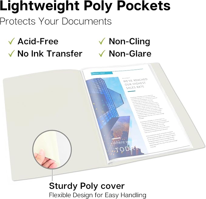 Dunwell Presentation Book 24-Pocket 5.5x8.5, Plastic Sleeves, 2-Pack, Ivory | Acid-Free Poly, Displays 48 Pages, Tear-Resistant Sleeves, Ideal for Documents & Artwork - Image 6