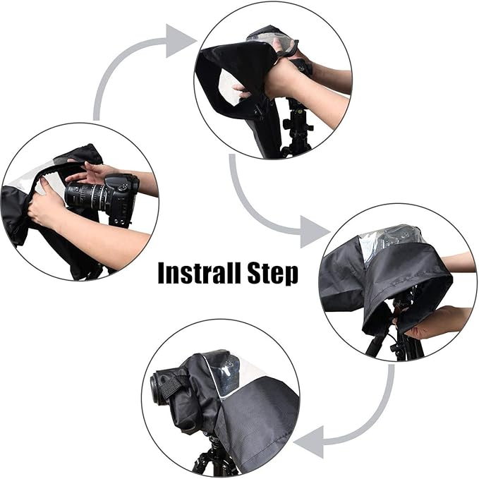 Waterproof Camera Rain Cover Soft Black Camera Rain Lens Covers | Professional Camera Sleeve Weather Protector Lens Jacket Covers for All DSLR SLR Cameras - Image 4
