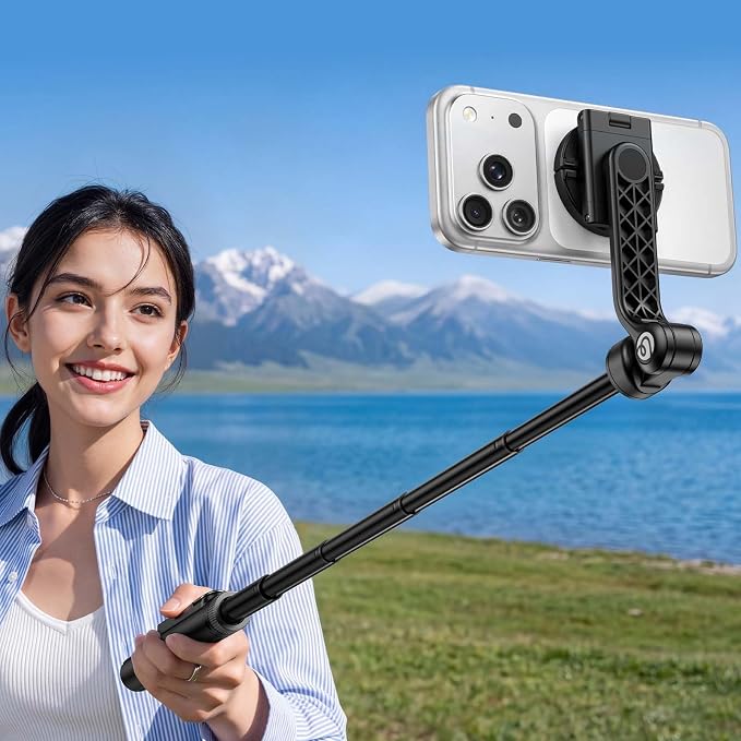 ULANZI TT86 Magnetic Tripod for iPhone 17, 35" Extendable Selfie Stick w Remote, 2-in-1 Phone Clip&Dual Cold Shoe Mounts-Lightweight Overhead Phone Tripod Stand for Vlogging, Travel, Video Recording - Image 4