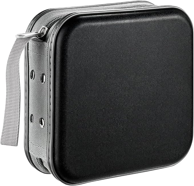 LIOVODE DVD Case, 48 Capacity Hard Plastic CD Case Holder for Car | DVD Storage, Hand Strap, Zipper Closure, Scratch-Resistant Sleeves, CD Storage for Music Blu-Ray Game Disc for Travel Office by LIOVODE