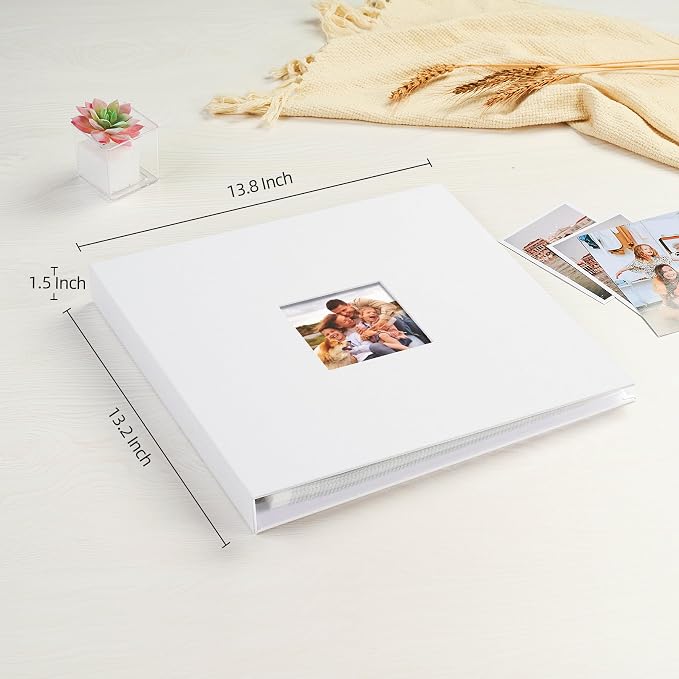 Mublalbum 12x12 Inch 3 Ring DIY Scrapbook Photo Album 80 Pages, White | 3 Ring Binder Scrapbook, Linen Cover, 40 Plastic Sleeves 80 Pages, Memory Book for Wedding, Baby, Family, DIY Projects - Image 2
