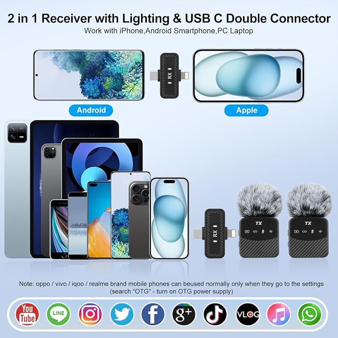 Mini Wireless Lavalier Microphone for iPhone/Android/Tablets,Magnetic Mini Mic with Noise Reduction, 25H Battery Life with Charging Case, Lapel Microphone Wireless for Video Recording Podcast - Image 6