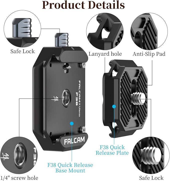 ULANZI F38 Camera Quick Release Plate with 1/4" to 3/8" Screw Thread | Quick Release System Plate Camera Tripod Mount Adapter for Sony Canon Monopod DSLR Stabilizer Slider Switch Between Stablizer - Image 5