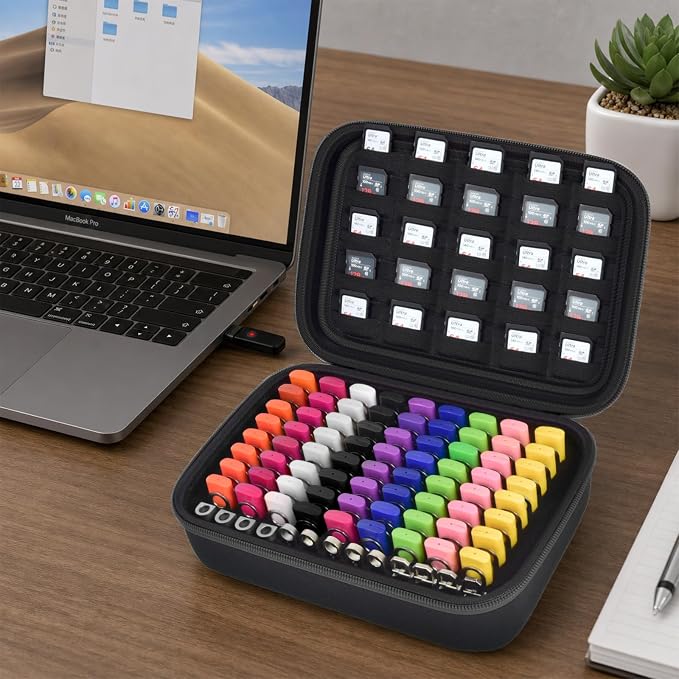 Comecase USB Flash Drive Case, Holds 85 USB Drives and 25 SD Cards | Pre-Cut Foam Stores 85 USB & 25 SD Cards; EVA Hard Shell, Black, X-Large, Case Only - Image 9