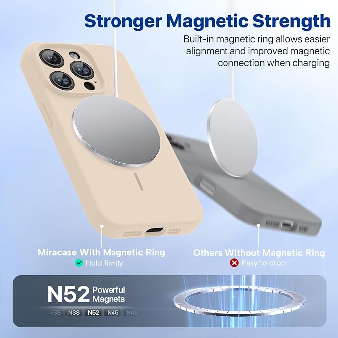 Miracase Magnetic for iPhone 15 Pro Case, Silicone, Soft Microfiber Lining - Image 5