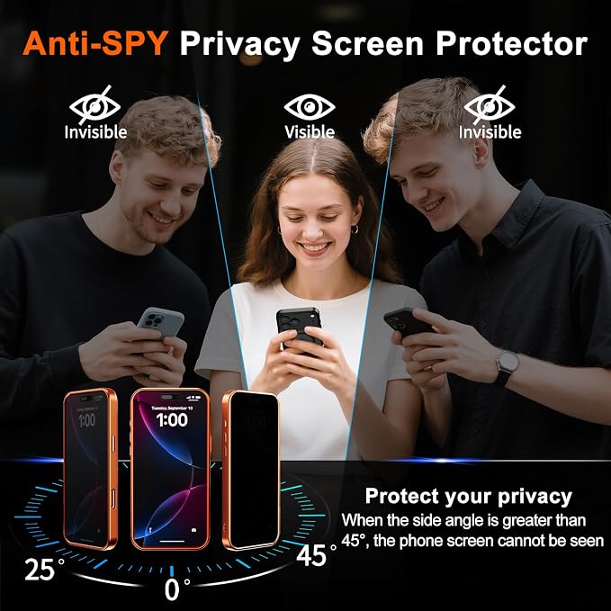 Magnetic for iPhone 17 Pro Max Case, Shockproof Cover, Orange | Full Camera Protector, with Privacy Screen Protector, Compatible with MagSafe, Translucent Matte, Military-Grade Protection - Image 7
