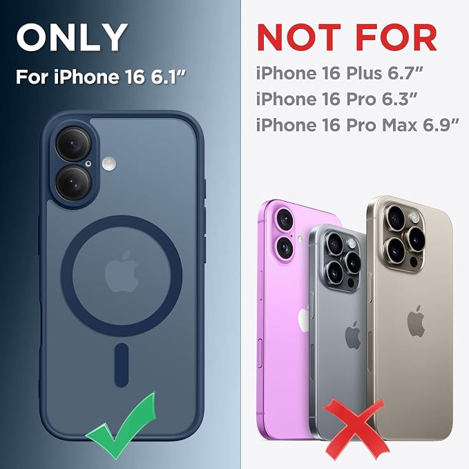 CAPRARO for iPhone 16 Case, Compatible with MagSafe Ocean Blue | Upgraded [Full Camera Protection] Protective Translucent Matte Women Girl Magnetic Phone Case Cover, Ocean Blue - Image 2