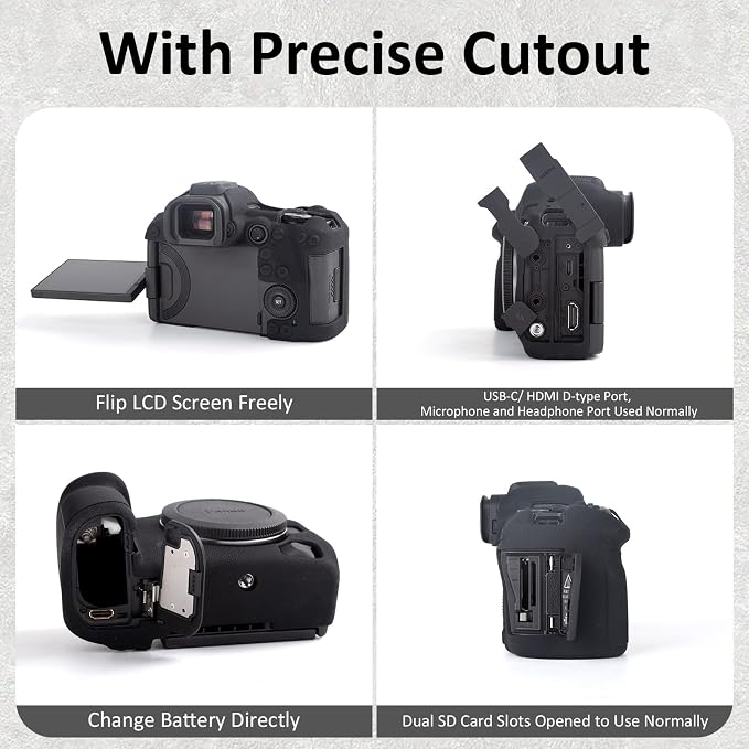 MUZIRI KINOKOO Silicone Case Compatible for Canon EOS R5 Mark II Digital Camera, Soft Rubber EOS R5 Mark II/EOS R5 II Protective case Cover with Anti-Slip Design - Black - Image 3
