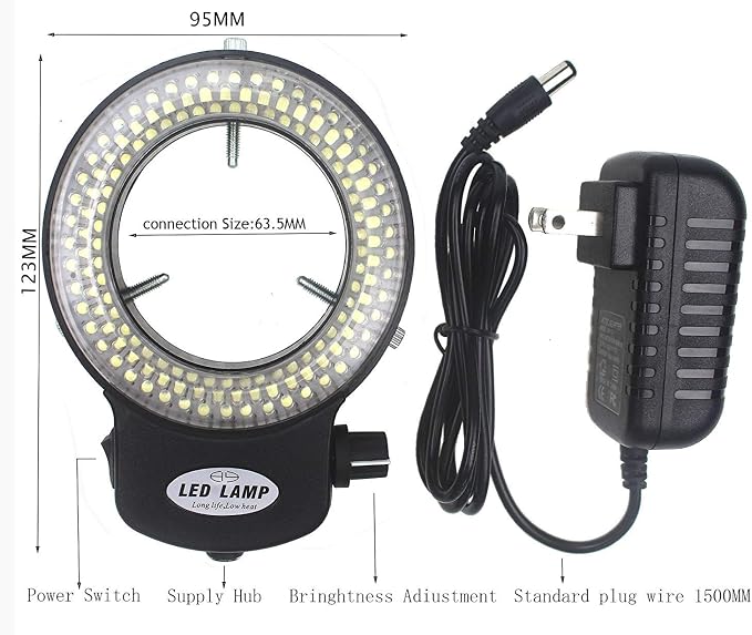 LED-144-ZK Black Adjustable 144 LED Ring Light Illuminator for Stereo Microscope (144 LED Ring Light) - Image 2