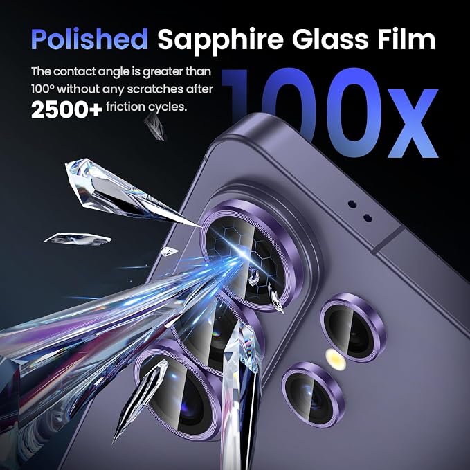 Tensea Compatible with Samsung Galaxy S26 Ultra Camera Lens Protector | 9H Tempered Glass Camera Cover Screen Protector Metal Individual Ring [Installation Tray][Case Friendly] - Image 6