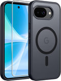 FNTCASE for Google Pixel 10a Case, Fit for Magsafe, with Screen Protector | Translucent Matte Magnetic Back, 14FT Military Grade Drop Protection, Slim Shockproof Protective Phone Cover, Black by FNTCASE