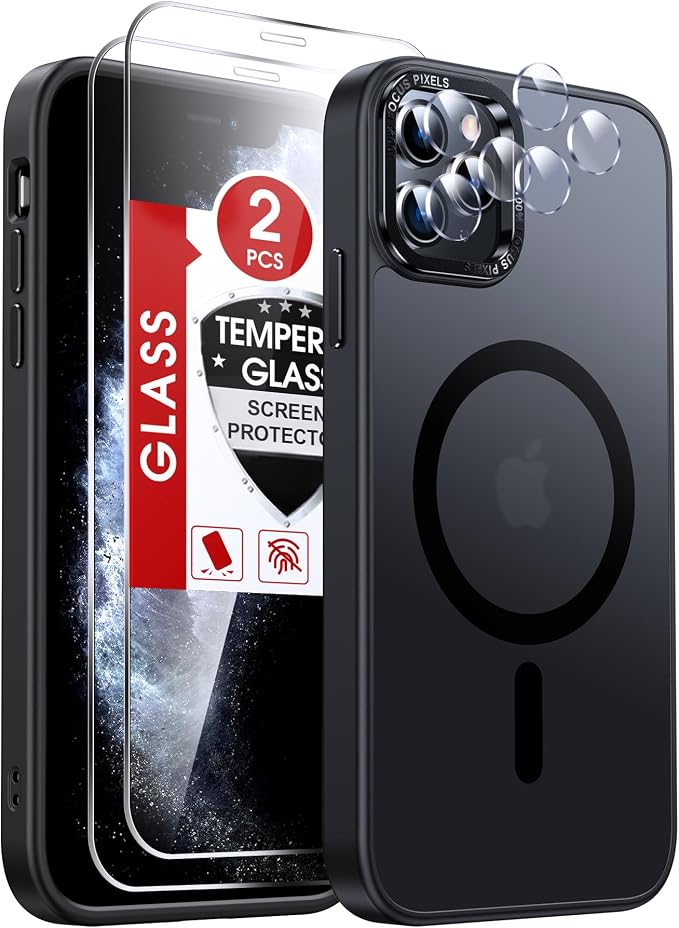 LeYi for iPhone 11-Pro-Case with Screen Protector X2 + Camera Cover X2: i Phone 11pro Cases for MagSafe Magnetic 11Procase Protection Affordable Women Men Daily Style Teens & Young, Black by LeYi