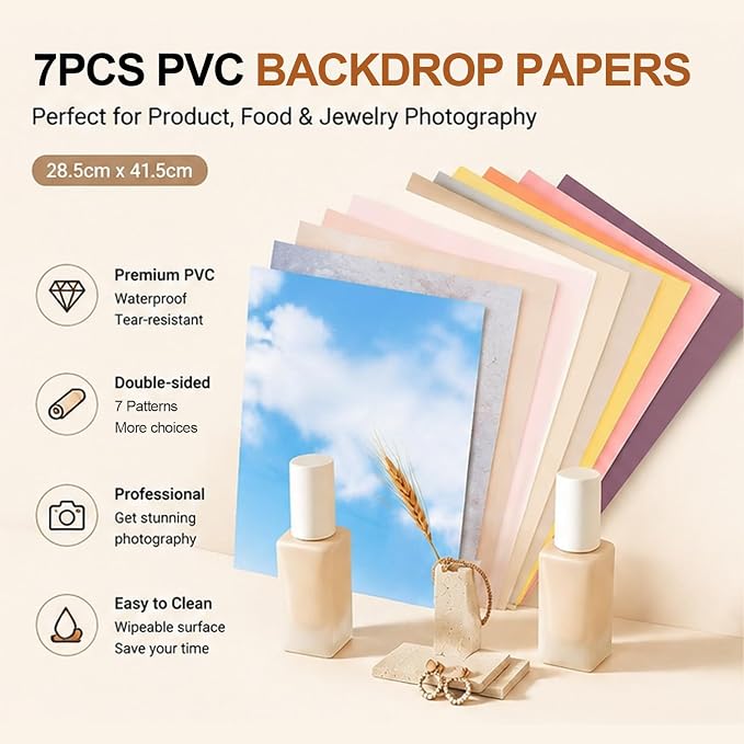Photo Backdrop Board Kit, 16x11.5in Background Board with Paper for Food Jewelry - Image 5