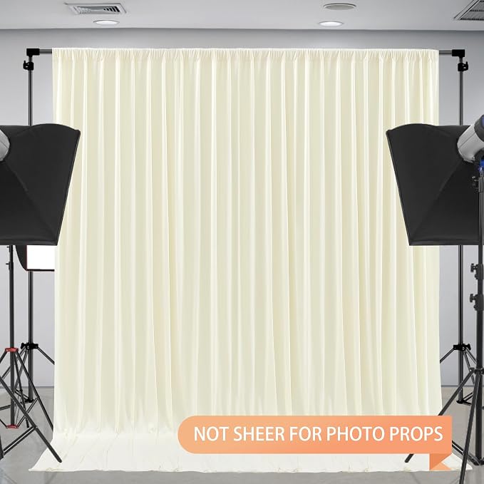 Ivory Backdrop Curtain 8 Panels-Wrinkle-Free Ivory Curtains Polyester Photography Drapes for Wedding Party Baby Shower Photo Background Decorations- 32 X10FT - Image 6
