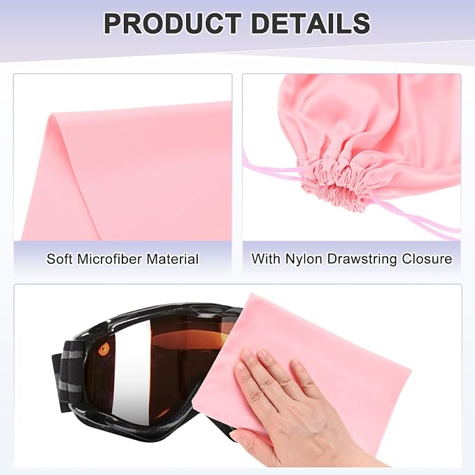 M METERXITY Ski Goggle Bag, Soft Microfiber Pouch Protective Storage Bags Case with Drawstring for Snow Goggles/Camera Lenses - Image 2