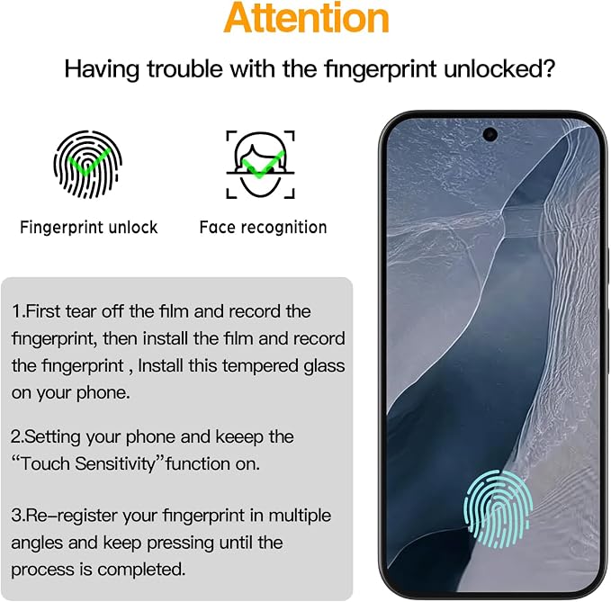 Anoowkoa 3 Pack Compatible for Google Pixel 11 Pro Screen Protector + 3 Pack Google Pixel 11 Pro Camera Lens Tempered Glass Protector 9H Hardness.Bubble-free.Support Fingerprint Unlock - Image 4