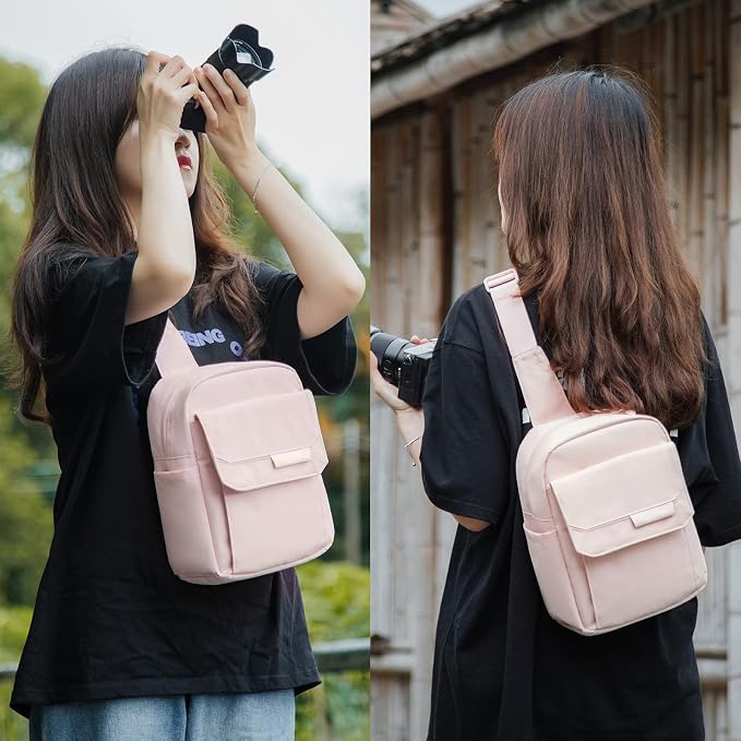 TULLIO Women Camera Bag, Small Lightweight Camera Sling Bag Waterproof DSLR/Mirrorless Crossbody Case with Rain Cover Everyday Shoulder Photgraphy Bag for Photographers - Image 6