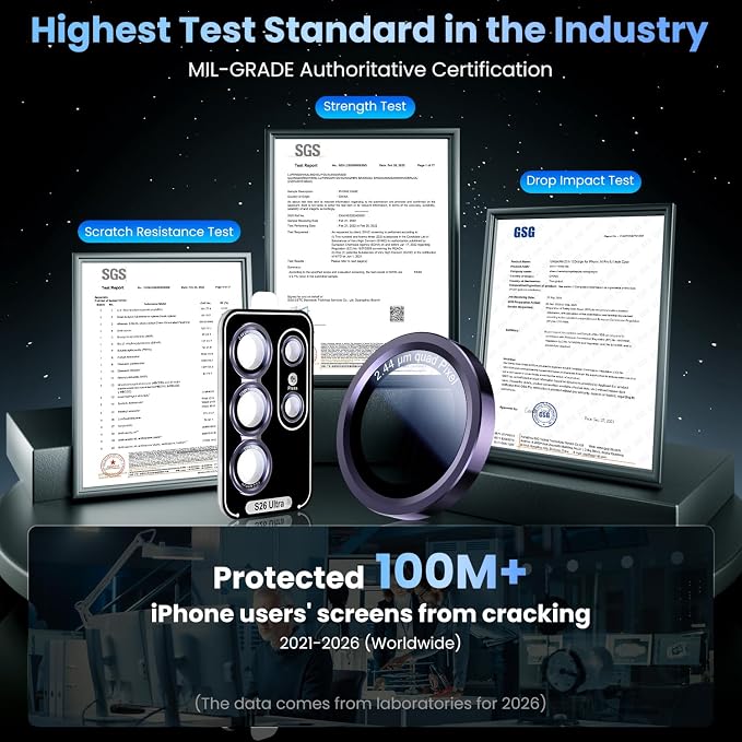 Uyiton for Samsung Galaxy S26 Ultra Camera Lens Protector, Unique Design | Case Friendly, Top 9H+ Shatterproof Sapphire Glass, Easy Install, Ultra HD, Military-Grade, Metal Camera Cover, Violet - Image 6