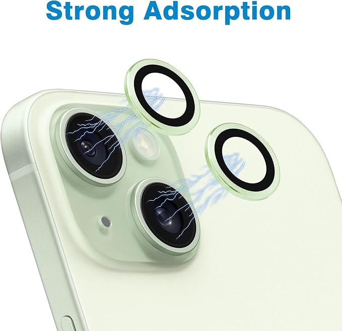 Compatible with iPhone 15 and 15 Plus Camera Lens Protector, Anti-Scratch Lens Cover 9H Tempered Glass Metal Camera Screen Protector Shockproof Camera Ring for iPhone 15 and 15 Plus - 2 Pcs - Image 4