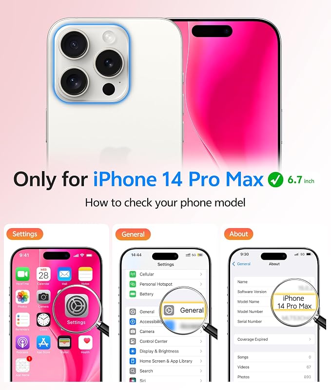 FNTCASE for iPhone 14 Pro Max Case, Fit for Magsafe, Glass Screen Protector | Full Camera Protection, Translucent Matte, 14FT Military Grade Drop Proof, Shockproof Protective Phone Cover, Hot Pink - Image 2