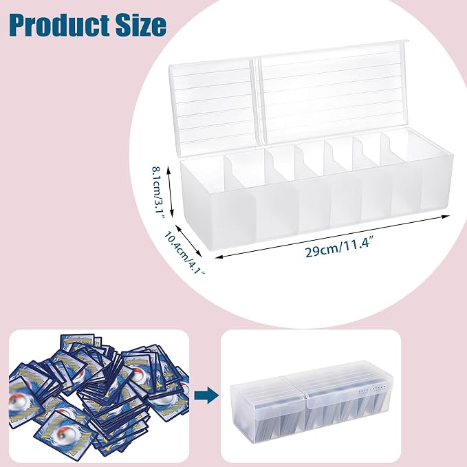 OwnMy Plastic Trading Card Storage Box Clear Trading Card Storage Case | Plastic Card Organizer Box with Dividers, Plastic Baseball Card Storage Box for Game Sports MTG TCG Cards, White - Image 3