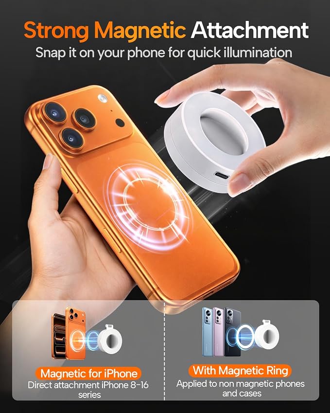 EMART Magnetic Selfie Light, Mini Phone Fill Light Compatible with Magsafe, Foldable LED Ring Light with Mirror, Dimmable Phone Light for Selfies/Video Calls/Makeup/Photography - Image 6