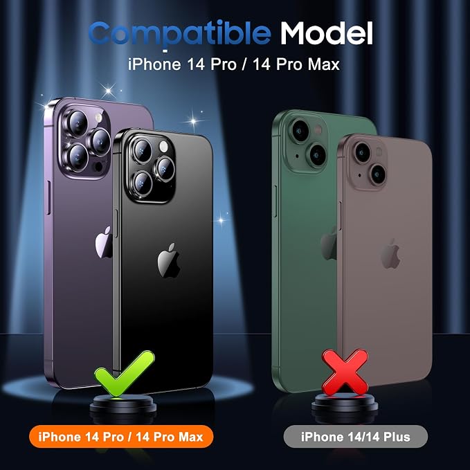 UniqueMe for iPhone 14 Pro Max/14 Pro Camera Lens Protector-Glitter Purple | 3 Pack-Acrylic, Not Glass, Case Friendly, Scratch-Resistant, Night Shooting Mode - Image 7