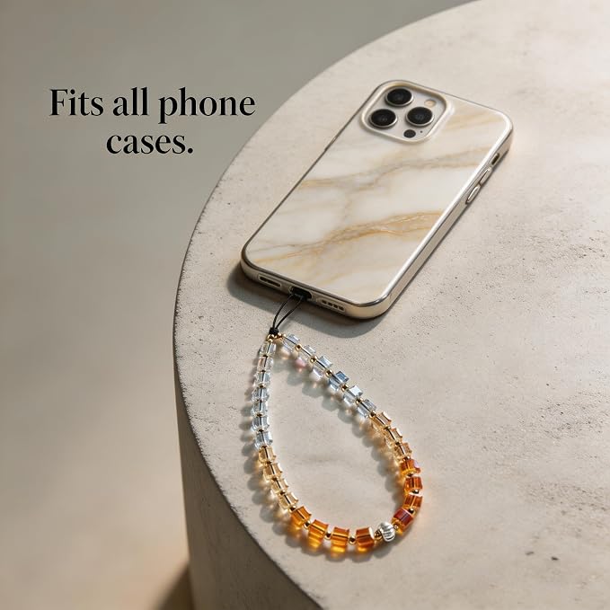 2 Pcs Phone Charm Strap Hand Wrist Strap Camera Lanyard Pearl Beaded Cute Chain String Accessories Universal for iPhone 17 Pro Max 16 15 14 for Samsung Women Girls Keychain Bag Autumn Crystal and Star - Image 6