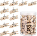 100Pcs Push Pin with Wooden Clips Tacks for Cork Board Artwork for Bulletin Board Crafts Arts Projects Photo Supplies(Wood Color) by acDesign