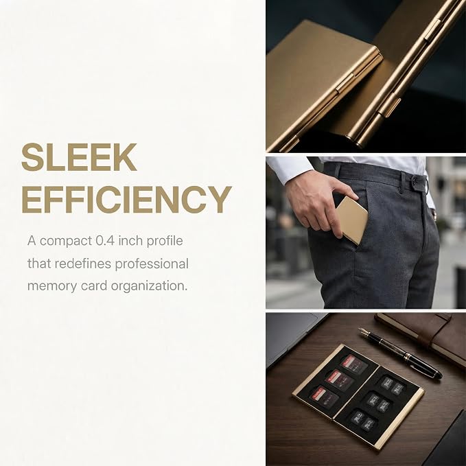 SD Card Holder Case Small Aluminum Memory Organizer Wallet for Photographers Storage Holders for 6 SD and 12 TF Cards Compact Double-Layer Case for Travel and Daily Use - Image 4
