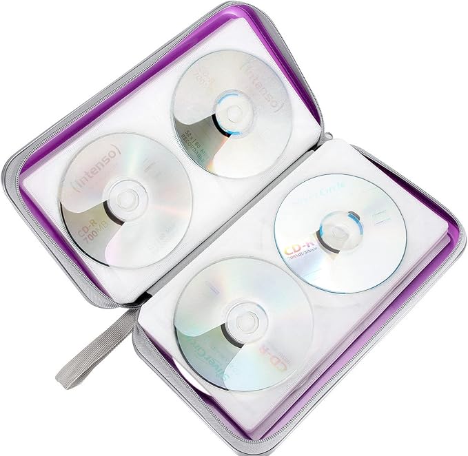 Siveit CD DVD Cases 96 Capacity Disc Storage Binder for Car(Purple) | Hard Plastic CD DVD Disc Cases Storage Binder Wallet for Car Home Office Travel - Image 5