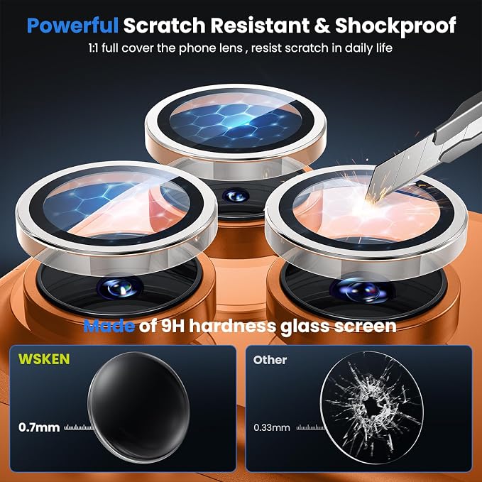 WSKEN for iPhone 17 Pro/iPhone 17 Pro Max Camera Lens Protector | Original Shooting Mode, Individual Metal Cover Film, Shatterproof HD Tempered Glass Camera Screen Protector, Clear - Image 3
