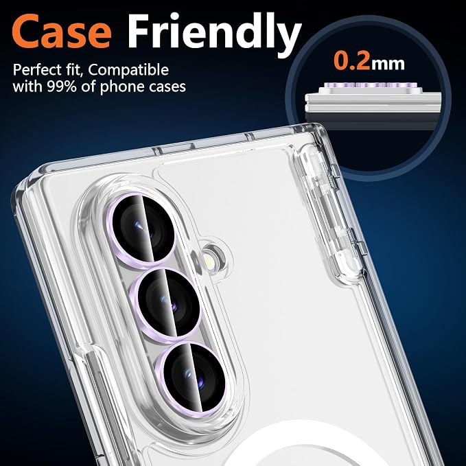 for Samsung Galaxy Z Fold 8 Ultra Camera Lens Protector, Individual Metal Ring Tempered Glass Lens Cover, [Strong Adsorption] Scratch Resistant Ultra-Thin HD Clear Lens Cover, 1 Set-Purple Ring - Image 6
