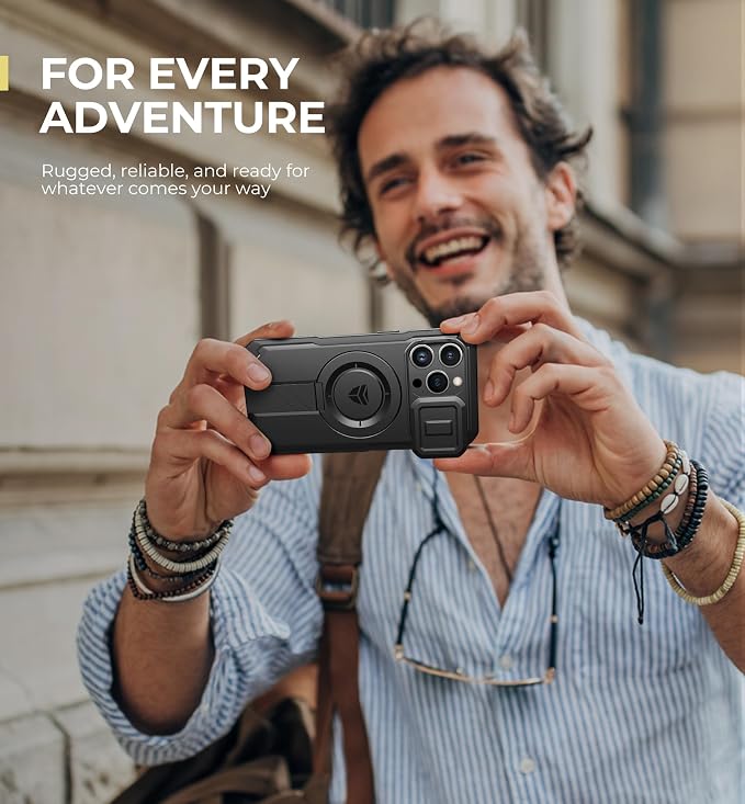 Dexnor for iPhone 13 Pro Case with Slide Camera Cover & Adjustable Kickstand, Compatible with MagSafe, Rugged Shockproof Bumper Cases Heavy-Duty Magnetic Protective Cover,6.1 inch,Black - Image 7