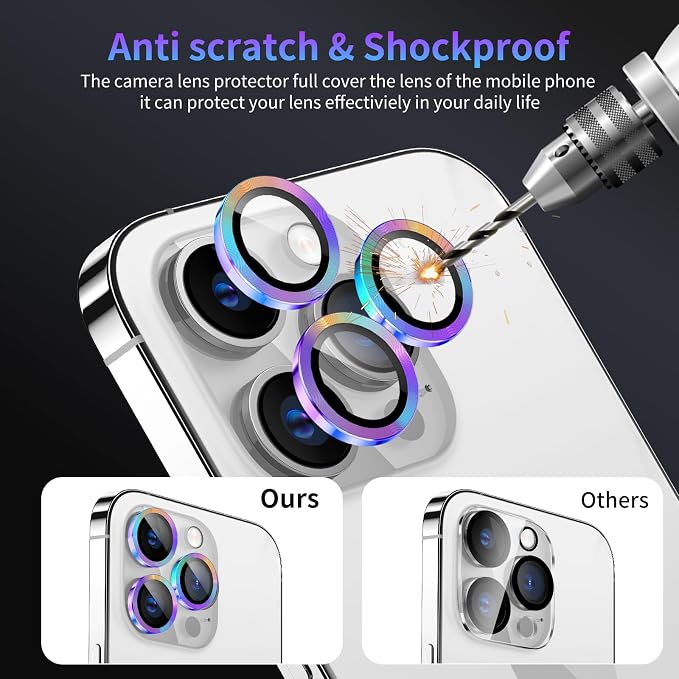 Camera Lens Protector for iPhone 14 Pro/iPhone 14 Pro Max,1 Pack | Tempered Metal Glass Camera Cover, HD Clear Anti-Scratch Lens Screen Protector Film,Case Friendly,Colorful Titanium - Image 4