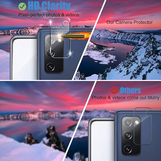 Galaxy S20 FE Screen Protector and Camera Protector, [3 Screen Protectors+3 Camera Protectors][Support Fingerprint] Tempered Glass Screen Protector for Samsung Galaxy S20 FE 5G/4G - Image 3