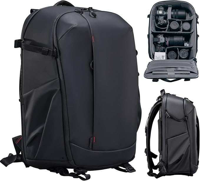 ULANZI 22L Camera Backpack Professional Bag, Water-Resistant Camera Case | Photography Anti Theft Travel for Photographers DSLR Mirrorless Camera Lens Tripod Holder 16" Laptop Black by ulanzi
