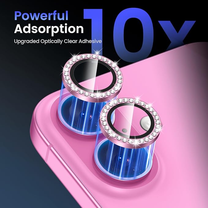 Tensea for iPhone 16/16 Plus Camera Lens Protector Bling, Camera Cover | 9H Tempered Glass Camera Screen Protector, Metal Individual Ring for iPhone16 6.1inch/ 16Plus 6.7inch, HD Clear, Easy Install - Image 6