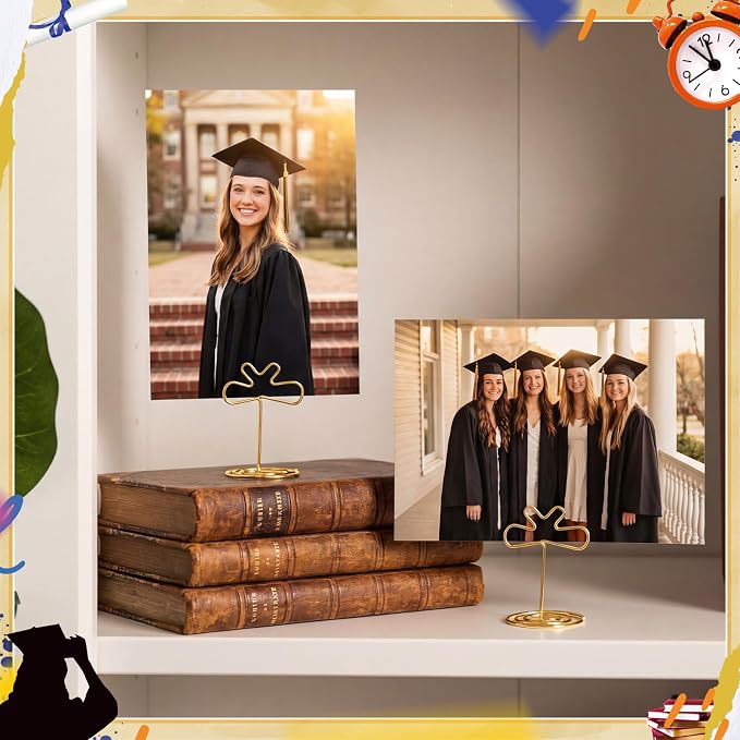 36 Pcs 2026 Graduation Gold Photo Holders for Table Centerpieces Metal Photo Holder Gold Picture Display Stands Menu Memo Clips for Graduation Party Table Decoration Supplies(Certificate) - Image 6