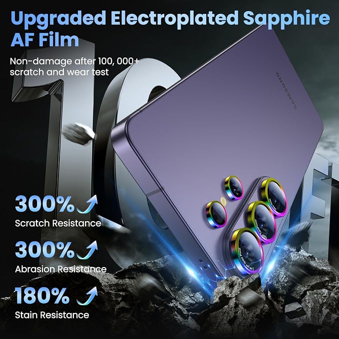 Uyiton for Samsung Galaxy S26 Ultra Camera Lens Protector, Unique Design | Case-Friendly, Ultra-Thin, Military-Grade Sapphire Glass with Aluminum Metal Rear Camera Screen Cover, Colorful - Image 4