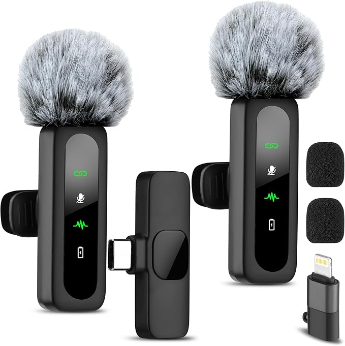 Wireless Mini Microphone for iPhone-Noise Reduction Lapel Mic for Ipad, Android,Clip-on Mini Microphone,Ideal for Vlog Tiktok YouTube Podcast Content Creator by YUANRAN