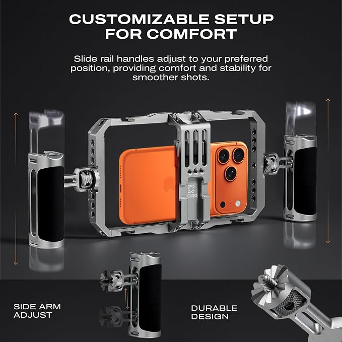 C Coiro Universal Smartphone Phone Cage with Leather Shoulder Strap, Phone Stabilizer for Video Recording and Vlogging for iPhone 17 16 15 for Samsung for Pixel and Other Android Phones - Image 2