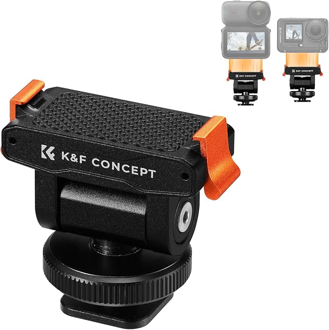 K&F CONCEPT Cold Shoe Mount Compatible with DJI Osmo Nano/Osmo Action 6 | Action Camera Magnetic Quick Mount Holder, Tripod Adapter Hot Shoe Camera Connector with 1/4" Screw Hole, PP08 by KFCONCEPT