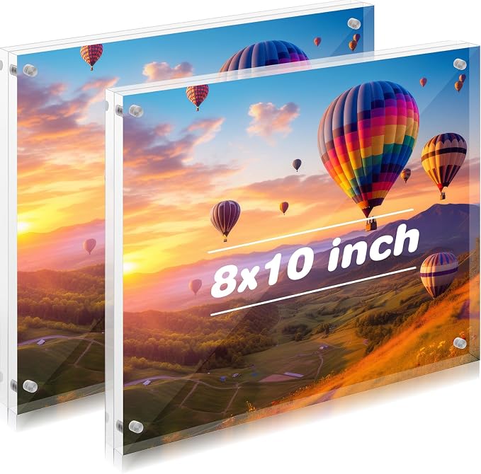 Kigley 2 Pcs 8 x 10 Inch Acrylic Picture Frames, Clear Acrylic Photo Business Card Frame Desktop Display Double Sided Wallet Size Frame Freestanding Frames for Film Photos Cards Stamp - Image 8