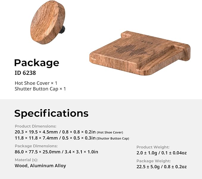 SmallRig Rosewood Hot Shoe Cover & Shutter Button Cap for FUJIFILM X100VI / X100V / X-T30 III / X-T30 II / X-T30 / X-M5 / X-E5 / X-E4 / X-E3 / X-T50 / X-T5 / X-T4 / X-T3 / X-Pro3/ X100F - Image 8