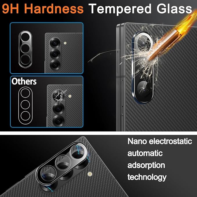 Ferilinso Screen Protector for Samsung Galaxy Z Fold 6, Tempered Glass Back | 3 Pack, 9H+ Hardness, Military-Grade Shatterproof, Case Friendly, Easy Installation Bubble Free, with Camera Lens Protector - Image 7