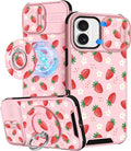 Buleens for iPhone 17 Case 6.3 Inch - with Ring Stand & Camera Cover Aesthetic Cute Designed for Women Girls Pretty Girly Kawaii Strawberry Teens Phone Case for iPhone 17 Compatible with Magsafe by Buleens