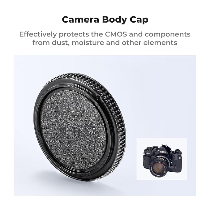 K&F Concept FD Mount Rear Lens Cap & Body Cap Cover & Hot Shoe Cover Kit For Canon F-1 FTB AE-1 A-1 AT-1 AV-1 AL-1 T60 T70 T80 T90 | Compatible with FD Mount Canon F-1 FTB AE-1 A-1 AT-1 AV-1 AL-1 T60 T70 T80 T90, Camera Lens Accessory with Warm Shoe Cover - Image 2