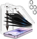 EZ-GLAZ-4+2 Pack for iPhone 17 Privacy Screen Protector (6.3") | 2-Pack Lens Protectors, Alignment Kit, Easy Installation, 9H+ Tempered Glass, Scratch Resistant, 28° Privacy Protection by EZ-GLAZ